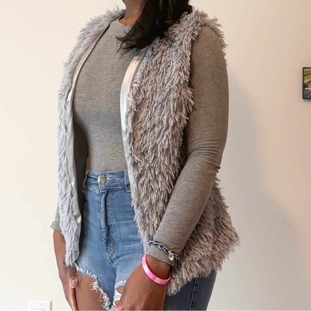 Fashion Nova Women’s Blue Shag Vest